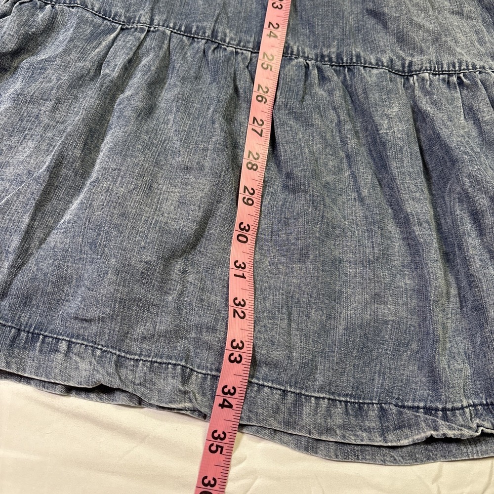 Easel Womens Babydoll Tiered Denim Dress Size Large Light Wash Cottagecore - Picture 9 of 10